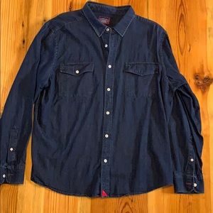 Untuckit dark denim long sleeve shirt